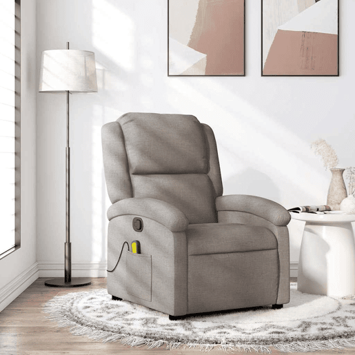 Poltrona de massagens reclinável - Poltrona relax tecido cinzento-acastanhado