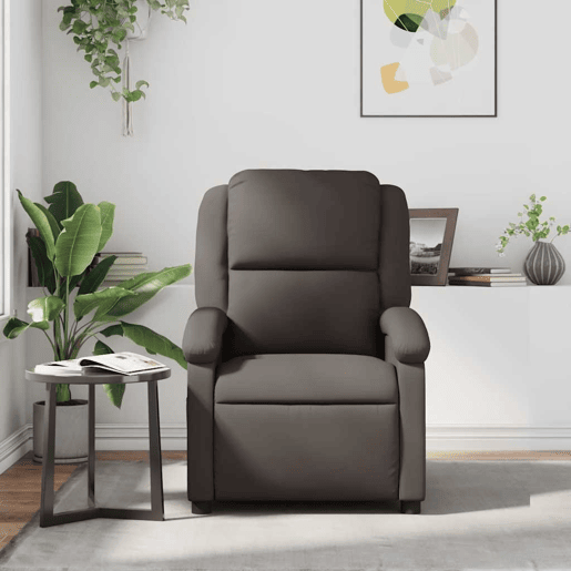 Poltrona reclinável - Poltrona relax couro genuíno castanho-escuro