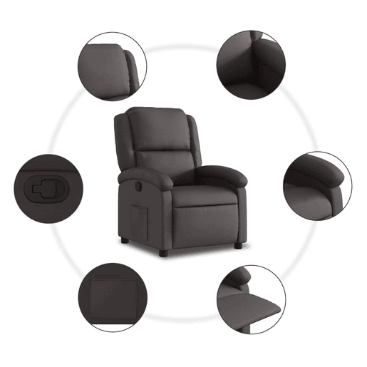 Poltrona reclinável - Poltrona relax couro genuíno castanho-escuro