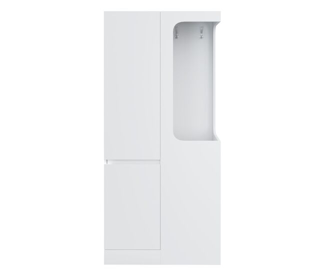 Armario 70x40x170 cm - con cajones y compartimentos, zona ropa abierta, 1 puerta - blanco