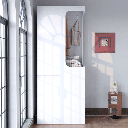 Armário 70x40x170 cm - com gavetas e compartimentos, área aberta para roupas, 1 porta - Branco Armário 70x40x170 cm - com gavetas e compartimentos, área aberta para roupas, 1 porta - Branco