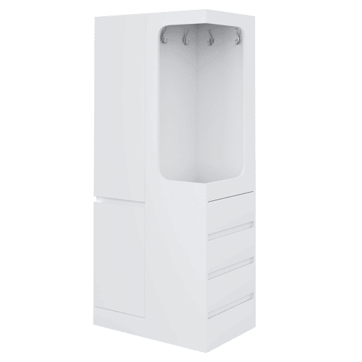 Armário 70x40x170 cm - com gavetas e compartimentos, área aberta para roupas, 1 porta - Branco Armário 70x40x170 cm - com gavetas e compartimentos, área aberta para roupas, 1 porta - Branco