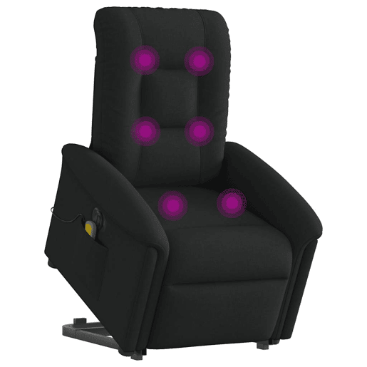 Poltrona elétrica elevatória massagens - Poltrona relax tecido preto Poltrona elétrica elevatória massagens - Poltrona relax tecido preto