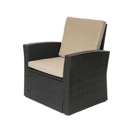 Conjunto de Lounge Externo Ilana em Vime - 4 Peças - Preto