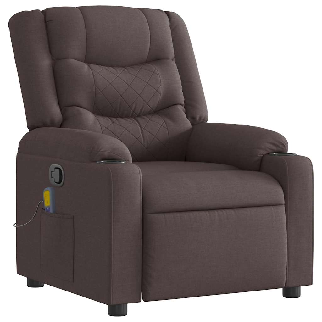 sillon de masaje reclinable - sillon relax de tela marron oscuro