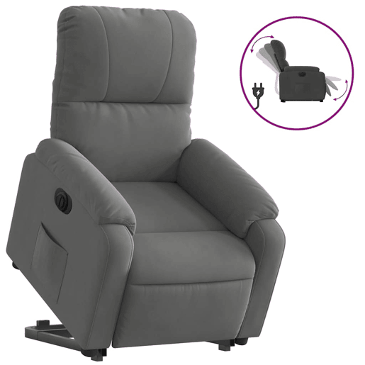 Poltrona reclinável - Poltrona relax elétrica microfibra cinza-escuro
