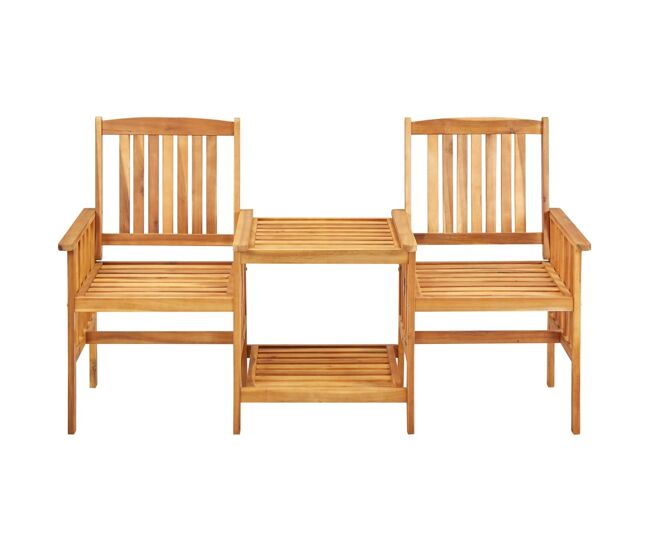 Sillas de jardín - sillas de exterior - sillas terraza con mesita madera maciza acacia 159x61x92 cm