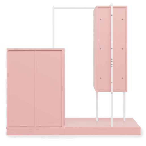 Armário com gavetas 140x40x135 cm - Com barra para roupa, estilo aparador - Rosa