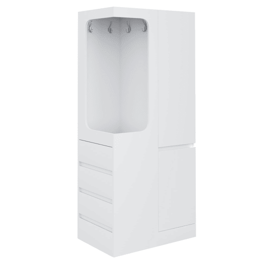 Armário 70x40x170 cm - 1 porta, gavetas e prateleiras, zona aberta para roupa - Branco Armário 70x40x170 cm - 1 porta, gavetas e prateleiras, zona aberta para roupa - Branco