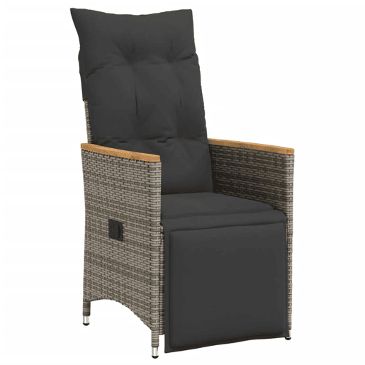 3 pcs conjunto bistrô - cadeiras de jardim - Cadeiras de exterior com almofadões vime PE cinza