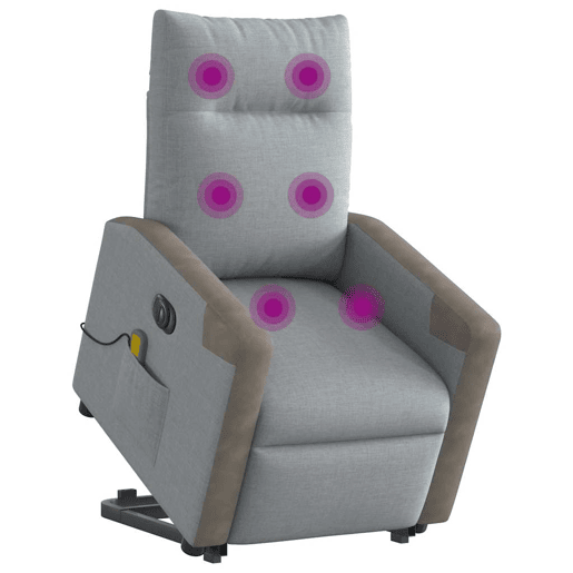 Poltrona elétrica reclinável massagens - Poltrona relax tecido cinzento-claro