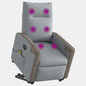Poltrona elétrica reclinável massagens - Poltrona relax tecido cinzento-claro