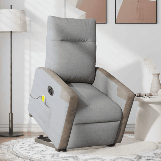 Poltrona elétrica reclinável massagens - Poltrona relax tecido cinzento-claro