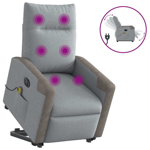Poltrona elétrica reclinável massagens - Poltrona relax tecido cinzento-claro