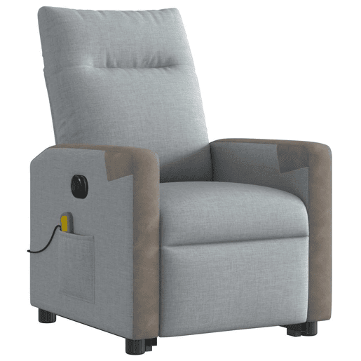 Poltrona elétrica reclinável massagens - Poltrona relax tecido cinzento-claro