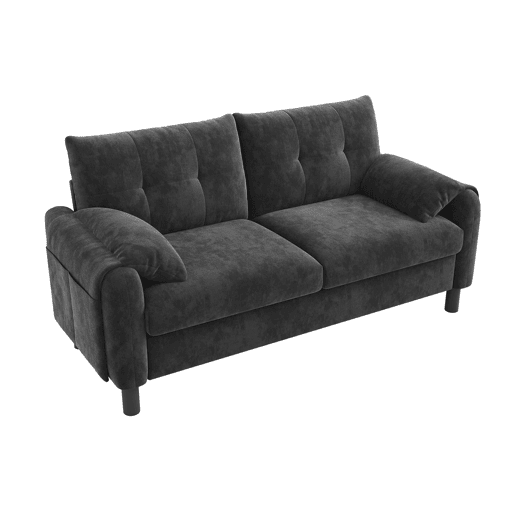 Sofá moderno de 2 lugares - Sofá de chenille com almofadas grossas, design escandinavo - Cinza Sofá moderno de 2 lugares - Sofá de chenille com almofadas grossas, design escandinavo - Cinza