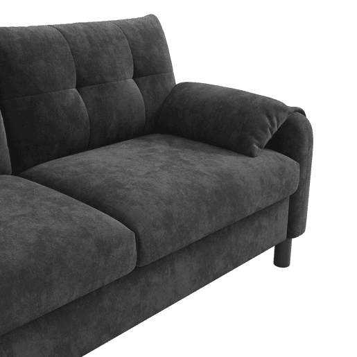 Sofá moderno de 2 lugares - Sofá de chenille com almofadas grossas, design escandinavo - Cinza Sofá moderno de 2 lugares - Sofá de chenille com almofadas grossas, design escandinavo - Cinza