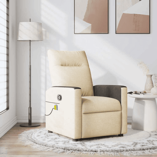 Poltrona de massagens reclinável - Poltrona relax tecido cor creme