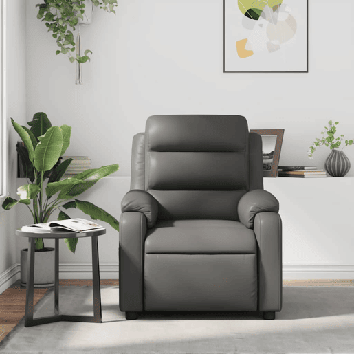 Poltrona de massagens reclinável - Poltrona relax couro artificial cinzento