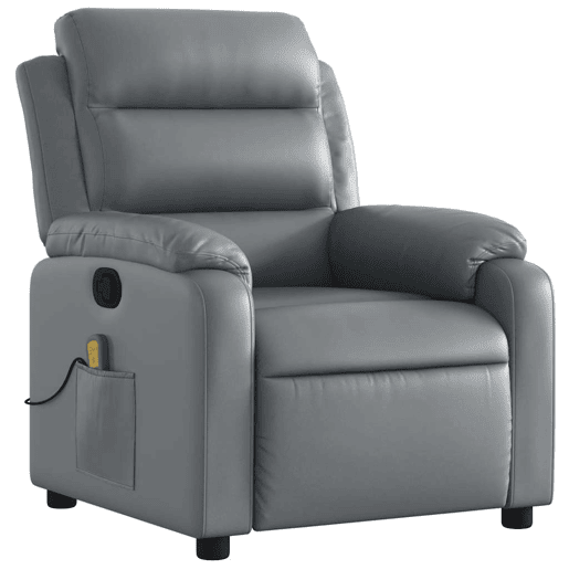 Poltrona de massagens reclinável - Poltrona relax couro artificial cinzento