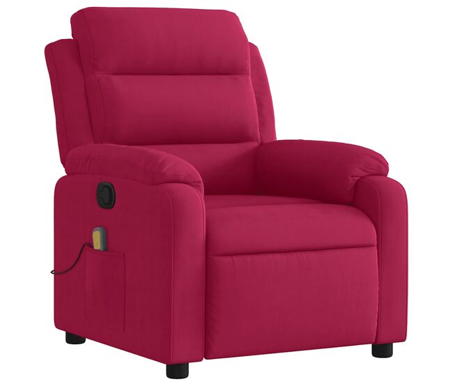 Sillón de masaje reclinable - sillón relax de terciopelo vino tinto