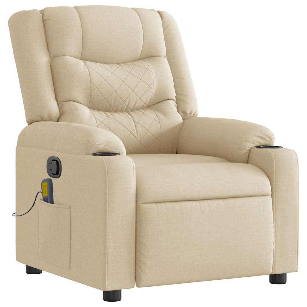 Sillón de masaje reclinable - sillón relax de tela crema