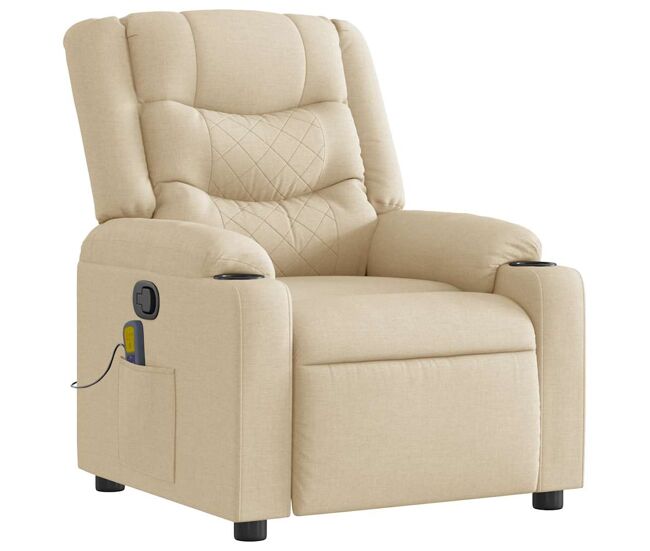 Sillón de masaje reclinable - sillón relax de tela crema
