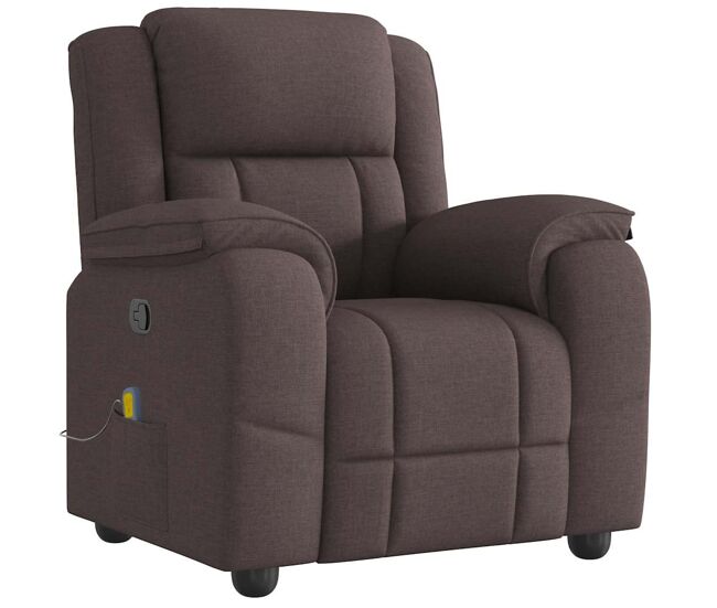 Sillón de masaje reclinable - sillón relax de tela marrón oscuro