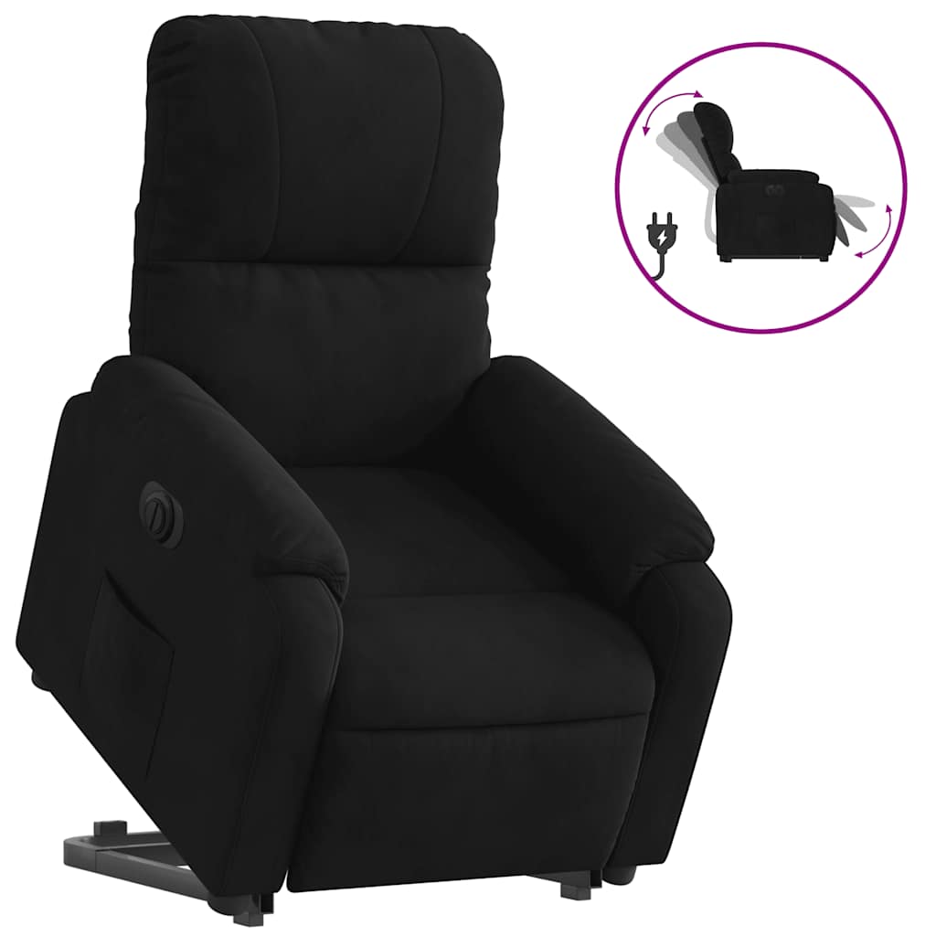 Sillón eléctrico reclinable elevable - sillón relax tela microfibra negro