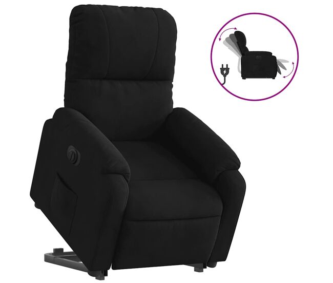 Sillón eléctrico reclinable elevable - sillón relax tela microfibra negro