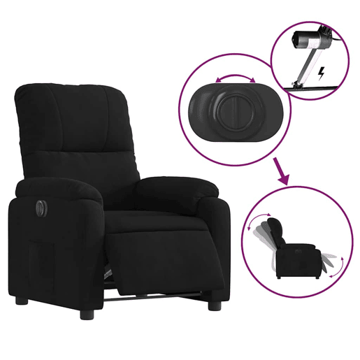 Poltrona reclinável - Poltrona relax elétrica tecido microfibra preto