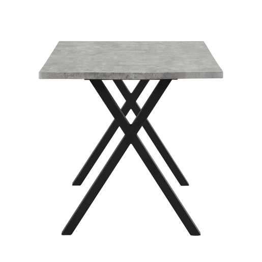 Mesa de jantar 140x80 cm - design moderno com pernas cruzadas - cinza e preto