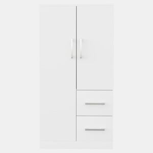 Armário roupeiro 70x40x135 cm - Porta dupla com gavetas e compartimentos, infantil - Branco