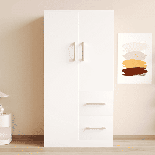 Armário roupeiro 70x40x135 cm - Porta dupla com gavetas e compartimentos, infantil - Branco Armário roupeiro 70x40x135 cm - Porta dupla com gavetas e compartimentos, infantil - Branco