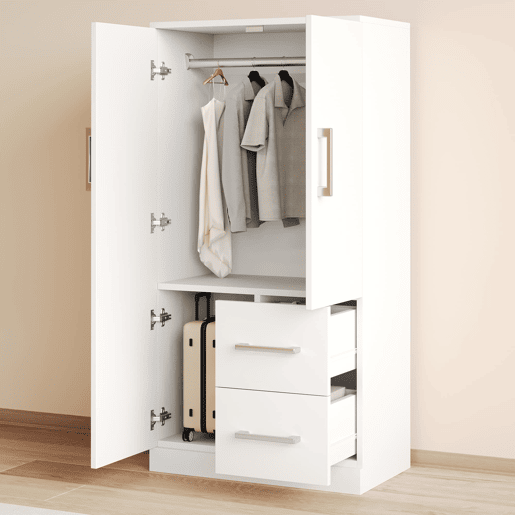 Armário roupeiro 70x40x135 cm - Porta dupla com gavetas e compartimentos, infantil - Branco Armário roupeiro 70x40x135 cm - Porta dupla com gavetas e compartimentos, infantil - Branco