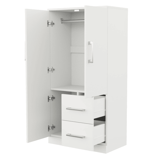 Armário roupeiro 70x40x135 cm - Porta dupla com gavetas e compartimentos, infantil - Branco Armário roupeiro 70x40x135 cm - Porta dupla com gavetas e compartimentos, infantil - Branco