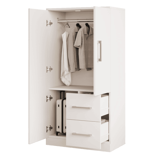 Armário roupeiro 70x40x135 cm - Porta dupla com gavetas e compartimentos, infantil - Branco Armário roupeiro 70x40x135 cm - Porta dupla com gavetas e compartimentos, infantil - Branco