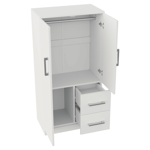 Armário roupeiro 70x40x135 cm - Porta dupla com gavetas e compartimentos, infantil - Branco Armário roupeiro 70x40x135 cm - Porta dupla com gavetas e compartimentos, infantil - Branco