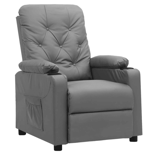 Poltrona reclinável - Poltrona relax couro artificial cinzento Poltrona reclinável - Poltrona relax couro artificial cinzento
