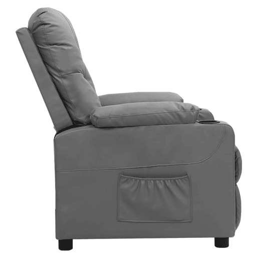 Poltrona reclinável - Poltrona relax couro artificial cinzento Poltrona reclinável - Poltrona relax couro artificial cinzento