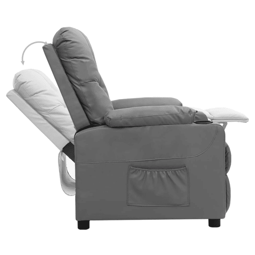 Poltrona reclinável - Poltrona relax couro artificial cinzento Poltrona reclinável - Poltrona relax couro artificial cinzento