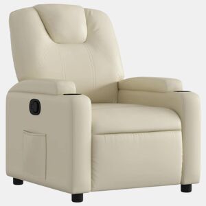 Poltrona reclinável - Poltrona relax couro artificial cor creme