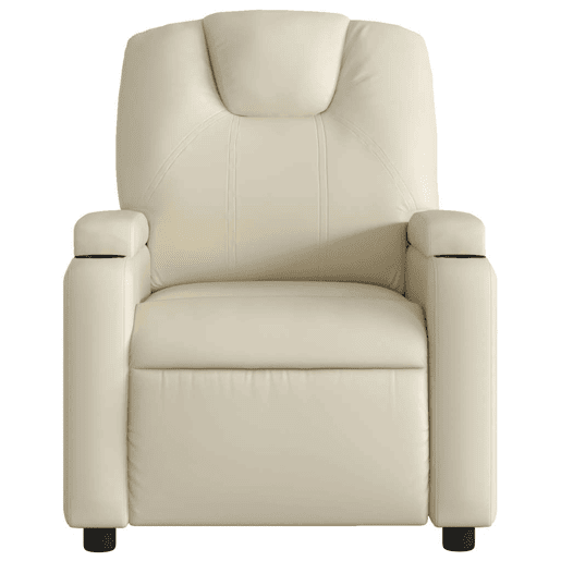 Poltrona reclinável - Poltrona relax couro artificial cor creme