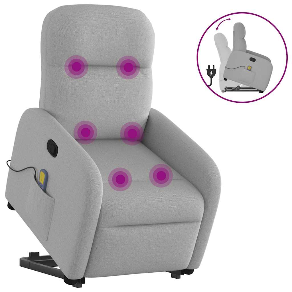 Sillón de masaje reclinable - sillón relax de pie de tela gris nube
