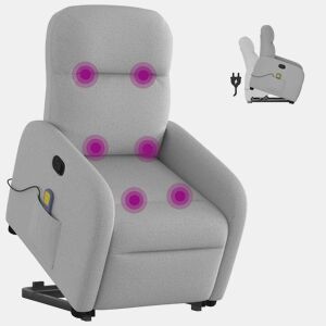 Poltrona elevatória de massagens - Poltrona relax tecido cinzento-nublado