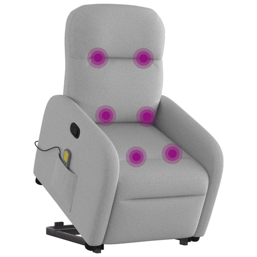 Poltrona elevatória de massagens - Poltrona relax tecido cinzento-nublado