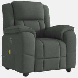 Poltrona de massagens reclinável - Poltrona relax tecido cinzento-escuro