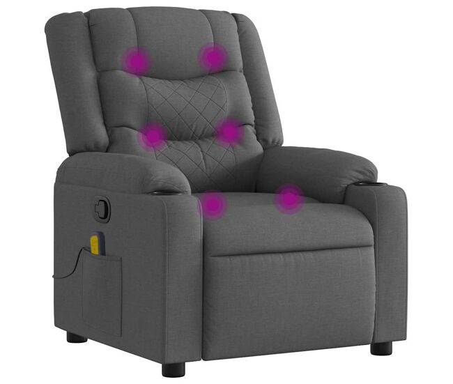 Sillón de masaje reclinable - sillón relax de tela gris oscuro