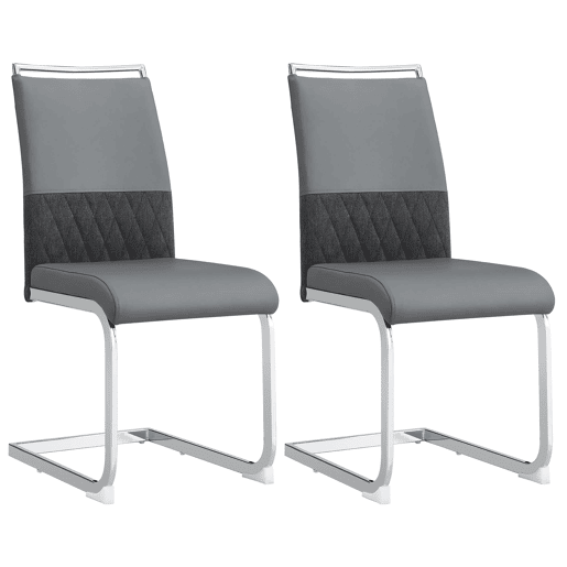 Cadeira de jantar moderna 2 unidades - encosto em PU e linho, design com franjas, cinza
