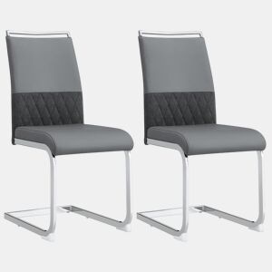 Cadeira de jantar moderna 2 unidades - encosto em PU e linho, design com franjas, cinza